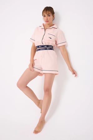 MARISILK™ SEASTRIPE Kadın Yazlık Şortlu Crop Gömlekli Pijama & Lounge Takımı