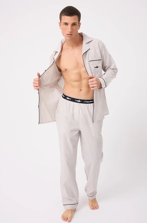 MARISILK™ Premium Dokuma Uzun Kollu Uzun Paçalı Erkek Pijama Takımı