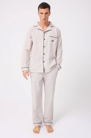 MARISILK™ Premium Dokuma Uzun Kollu Uzun Paçalı Erkek Pijama Takımı