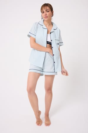 L’ESPADON MARISILK™ Kadın Yazlık Şortlu Uzun Gömlekli Pijama & Lounge Takımı 