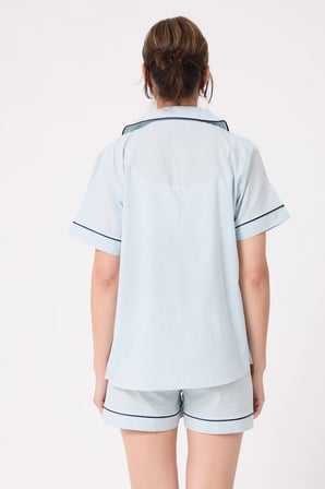 L’ESPADON MARISILK™ Kadın Yazlık Şortlu Uzun Gömlekli Pijama & Lounge Takımı 