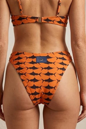 Akdeniz Gün Batımı ve Kılıç Balığı Desenli Premium Üçgen Bikini Set