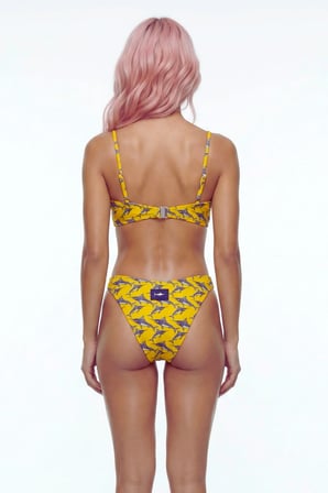Akdeniz Gündoğumu ve Kılıç Balığı Desenli Premium Üçgen Bikini Altı