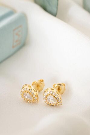 925 Ayar Gümüş Nisan Ayı Doğum Taşı ( Diamond ) Damla Küpe