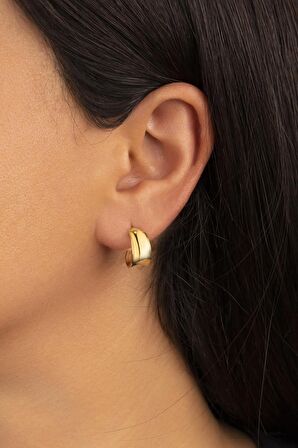925 Ayar Gold Taşsız Halka Gümüş Küpe