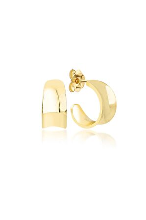 925 Ayar Gold Taşsız Halka Gümüş Küpe