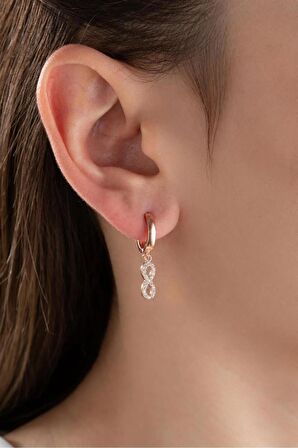 925 Ayar Rose Sallantılı Sonsuzluk Gümüş Küpe