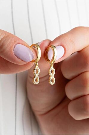 925 Ayar Gold Sallantılı Sonsuzluk Gümüş Küpe
