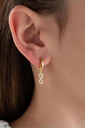 925 Ayar Gold Sallantılı Sonsuzluk Gümüş Küpe