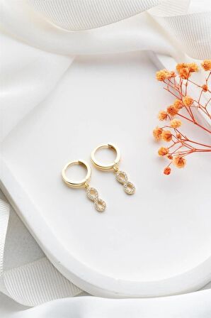 925 Ayar Gold Sallantılı Sonsuzluk Gümüş Küpe