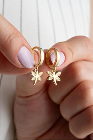 925 Ayar Gold Yusufçuk Gümüş Küpe