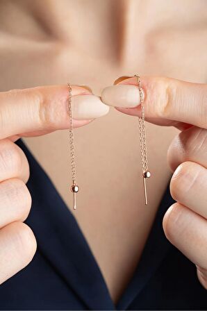 925 Ayar Gümüş Zincirli Top Küpe