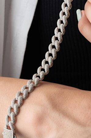 925 Ayar Gümüş Zirkon Taşlı Zincir Bileklik