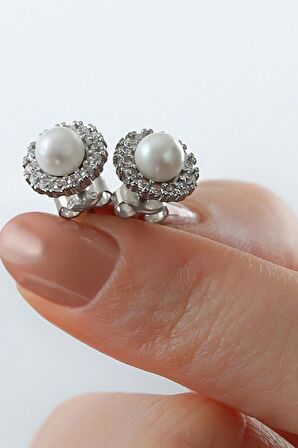 925 Ayar Silver Incili Gümüş Küpe