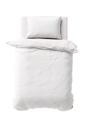 Maki Home %100 Pamuklu Beyaz 160x220+50x70 Tek Kişilik Nevresim ve Yastık Kılıfı Seti