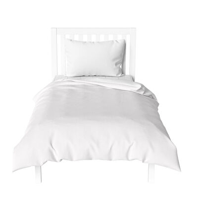 Maki Home %100 Pamuklu Beyaz 160x220+50x70 Tek Kişilik Nevresim ve Yastık Kılıfı Seti
