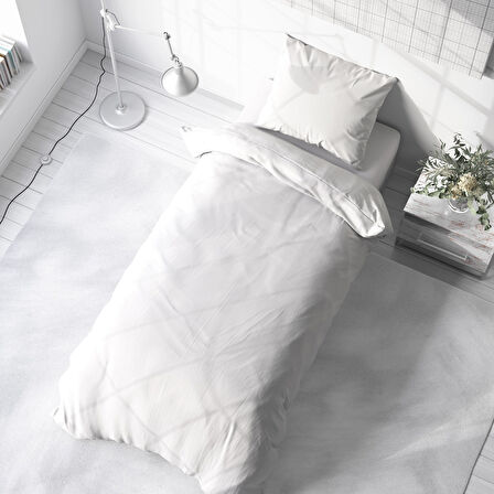 Maki Home %100 Pamuklu Beyaz 160x220+50x70 Tek Kişilik Nevresim ve Yastık Kılıfı Seti