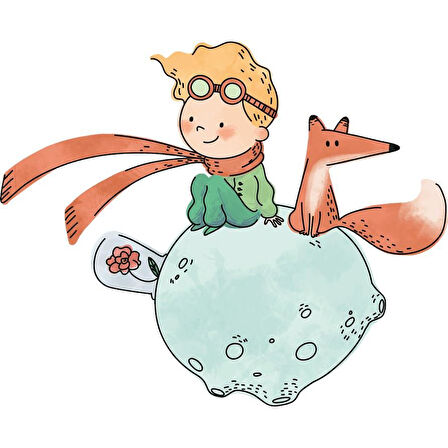 Kaliteli Penye Kız Çocuk Baskılı Siyah Tshirt 5 6 7 8 9 10 11 12 13 14 yaş Kucuk Prens Petit Prince