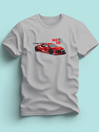 Maki Home Erkek Çocuk  Kırmızı Yarış Arabası Baskılı Gri Tshirt 5 6 7 8 9 10 11 12 13 14 yaş tişört