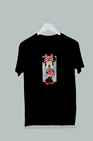 Maki Home Kız Çocuk Mini Mouse Baskılı Siyah Tshirt 5 6 7 8 9 10 11 12 13 14 yaş