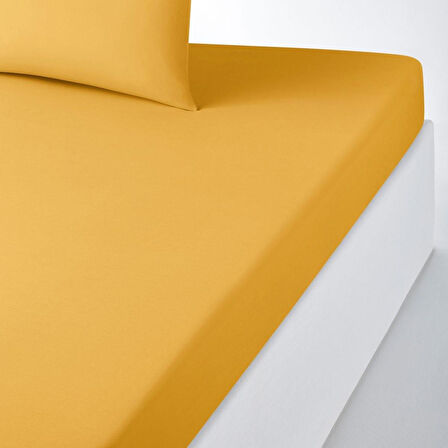 Maki Home %100 Pamuklu Hardal 120x200+50x70 Tek Kişilik Lastikli Çarşaf Takımı