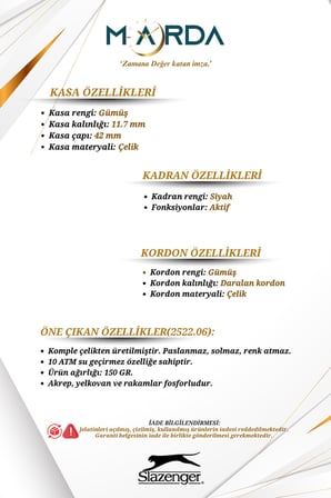 Fonksiyonlu Gümüş-Siyah 10 ATM Su Geçirmezlik Çelik Kasa Erkek Kol Saati 2522MR
