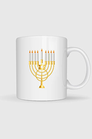  Hanukkah Menorah Yahudi Bayramı Tasarımlı Kupa Bardak