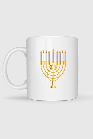  Hanukkah Menorah Yahudi Bayramı Tasarımlı Kupa Bardak