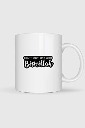  Güne Besmele Çekerek Başla Tasarımlı Kupa Bardak