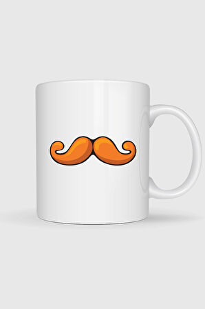  Turuncu Bıyık Sanat Tasarımlı Kupa Bardak