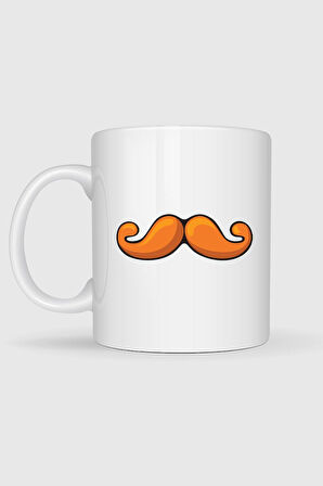  Turuncu Bıyık Sanat Tasarımlı Kupa Bardak