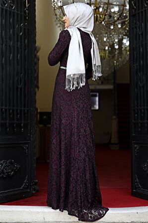 Amine Hüma Hayal Abiye Elbise Mor