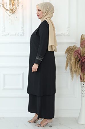 Amine Hüma Filiz Tesettür Abiye Siyah