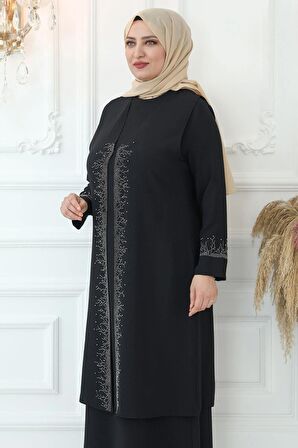 Amine Hüma Filiz Tesettür Abiye Siyah