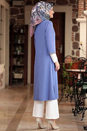 Amine Hüma Taş İşlemeli Ceket Bebe Mavisi