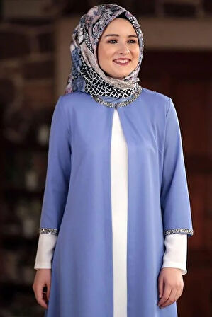 Amine Hüma Taş İşlemeli Ceket Bebe Mavisi