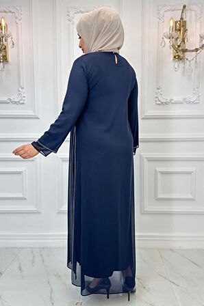 Amine Hüma Lavin Tesettür Abiye Lacivert