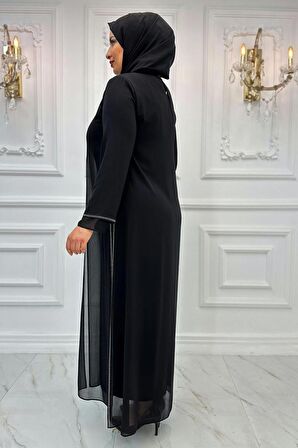 Amine Hüma Lavin Tesettür Abiye Siyah