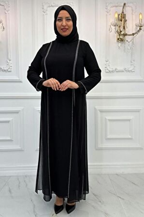 Amine Hüma Lavin Tesettür Abiye Siyah