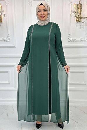 Amine Hüma Lavin Tesettür Abiye Zümrüt