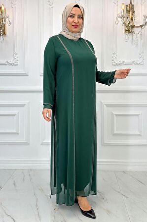 Amine Hüma Lavin Tesettür Abiye Zümrüt