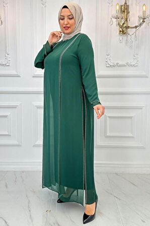 Amine Hüma Lavin Tesettür Abiye Zümrüt