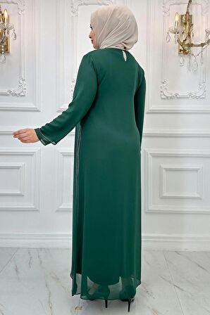 Amine Hüma Lavin Tesettür Abiye Zümrüt