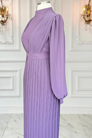 Amine Hüma Alina Piliseli Tesettür Abiye Lavanta