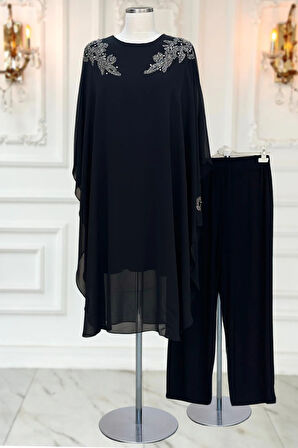 Amine Hüma Mesture Abiye Takım Siyah