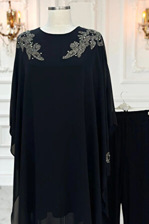 Amine Hüma Mesture Abiye Takım Siyah