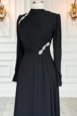 Amine Hüma Eflin Abiye Elbise Siyah