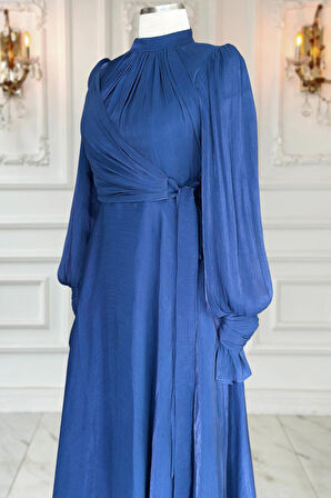 Amine Hüma Efruz Abiye Elbise Lacivert