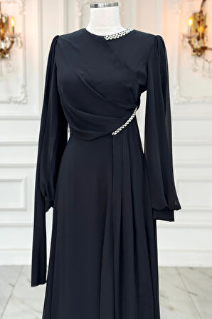 Amine Hüma Feza Abiye Elbise Siyah