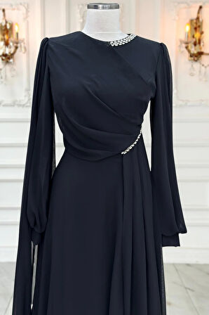 Amine Hüma Feza Abiye Elbise Siyah